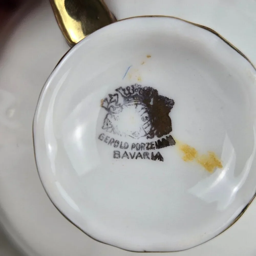 Vintage Gerold Perzellar Bavaria Demitasse Cup and Saucer Coat of Arms Berlin